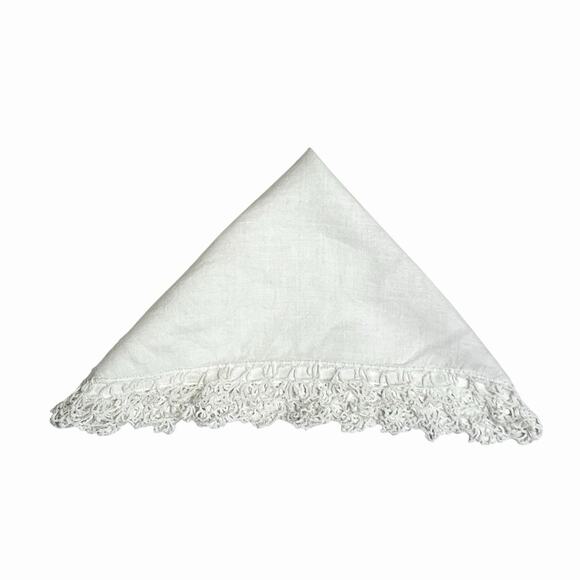 Vintage White Cotton Handkerchief Lacy Hankie Crochet Trim 13 Inch Square - Picture 8 of 9